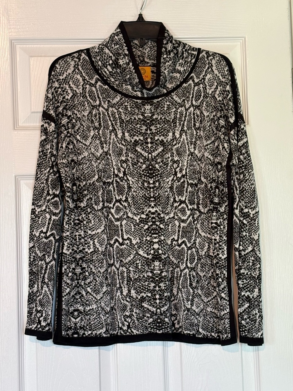 Ruby Rd. Black & White Snake Print Turtleneck Sweater